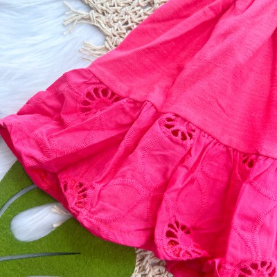 Vestido com Lese Floral - Goiaba